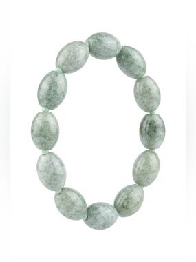 Genuine Jadeite Jade Barrel Bead Bracelet